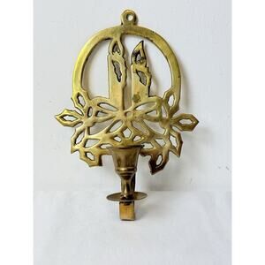 Vintage Brass Poinsettia Candles Wallmount Candle Holder